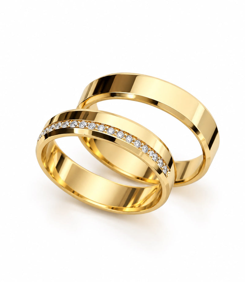 Alianças Magnólia com Diamantes - 4MM