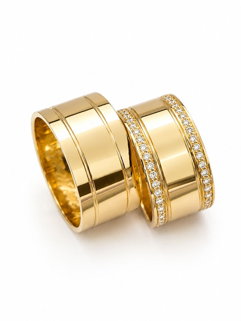 Alianças Verona com Diamantes - 9MM